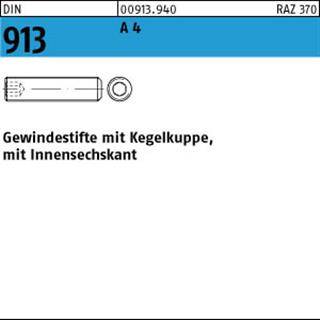 Gewindestift DIN 913 Kegelkuppe/Innen-6kt M10x 60 A 4 50 Stück-0