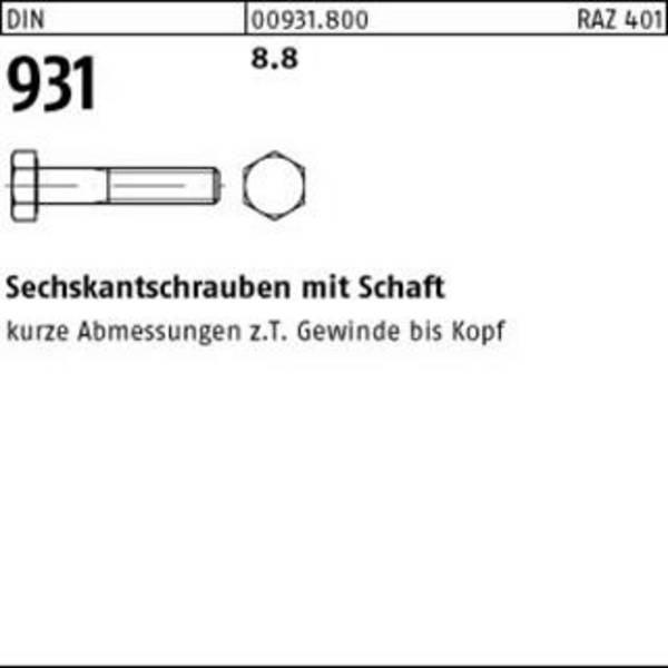 Sechskantschraube DIN 931 Schaft M30x 370 8.8 1 Stück