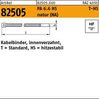Kabelbinder R 82505 innenverz. 3,5x200/50 PA 6.6 HS natur 100St. HELLERMANNTYTON-0