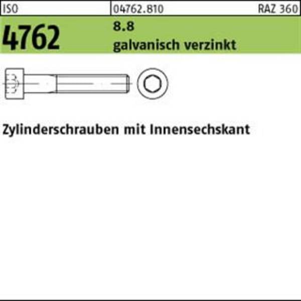 Zylinderschraube ISO 4762 Innen-6kt M4x8 8.8 galv.verz. 500St.