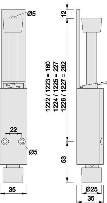 Türfeststeller 1226.02 Alu.silberf.lack.Hubh.120mm Türmontage KWS-3
