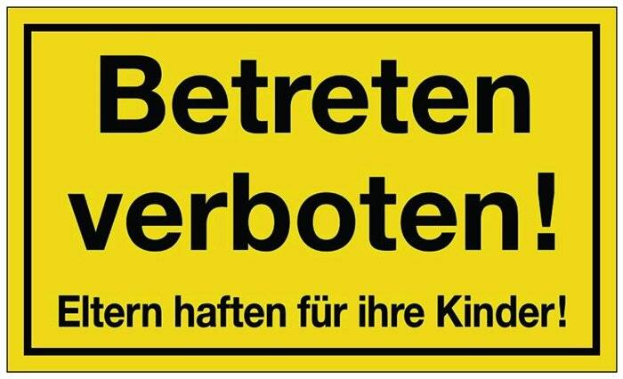 Hinweiszeichen Betreten verboten L300xB200 mm gelb schwarz Kunststoff-2