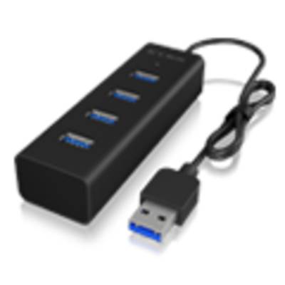 IB-HUB1409-U3, Type-A zu USB 3.0 to 4-Port Type-A Hub, Aluminium, black