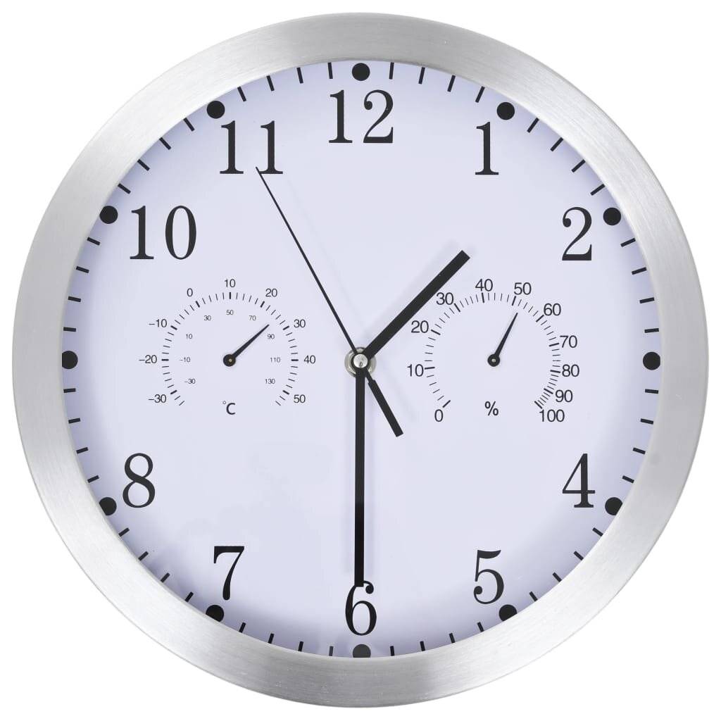 vidaXL Wanduhr mit Quarzwerk, Hygrometer und Thermometer 30 cm Weiß-5