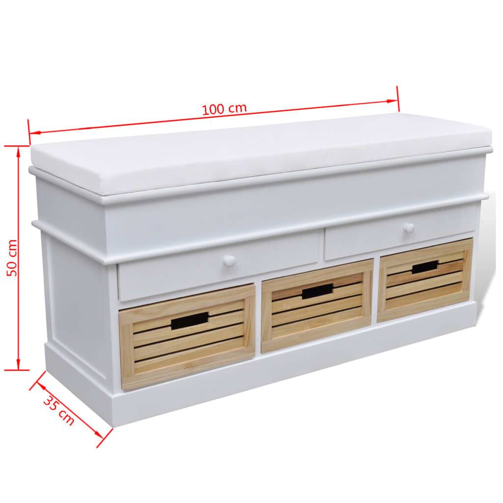 Schrank Sitzbank Truhenbank 2 Schubladen + 3 Kisten-5