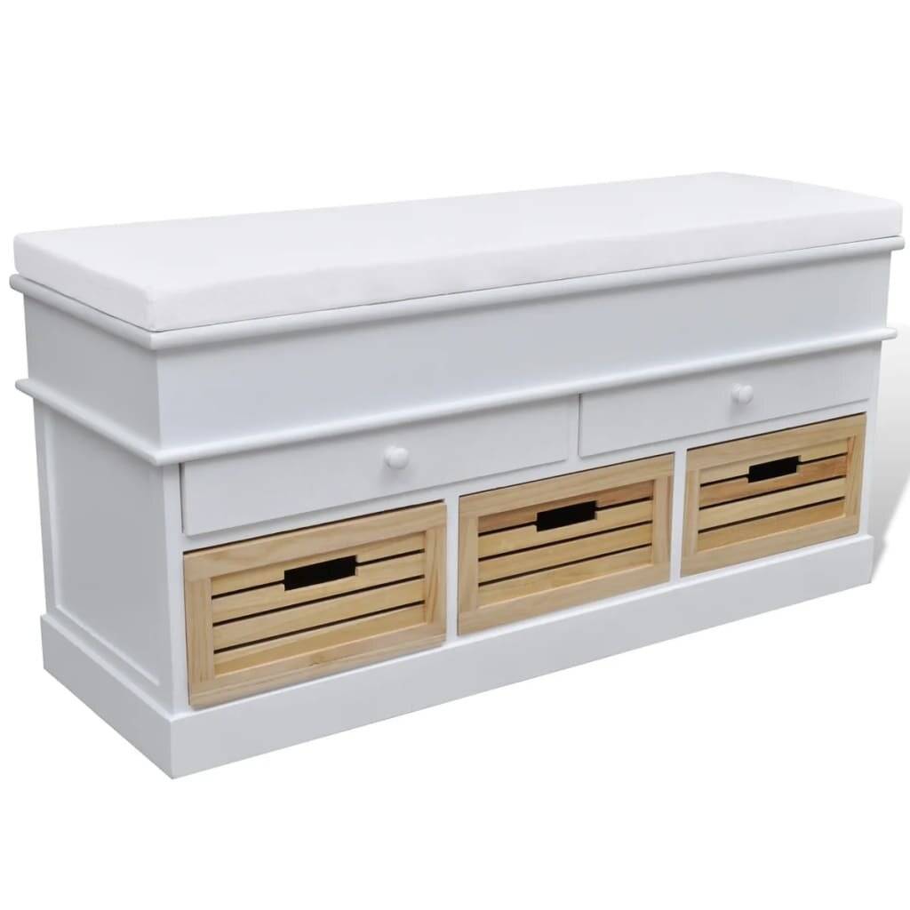 Schrank Sitzbank Truhenbank 2 Schubladen + 3 Kisten-1