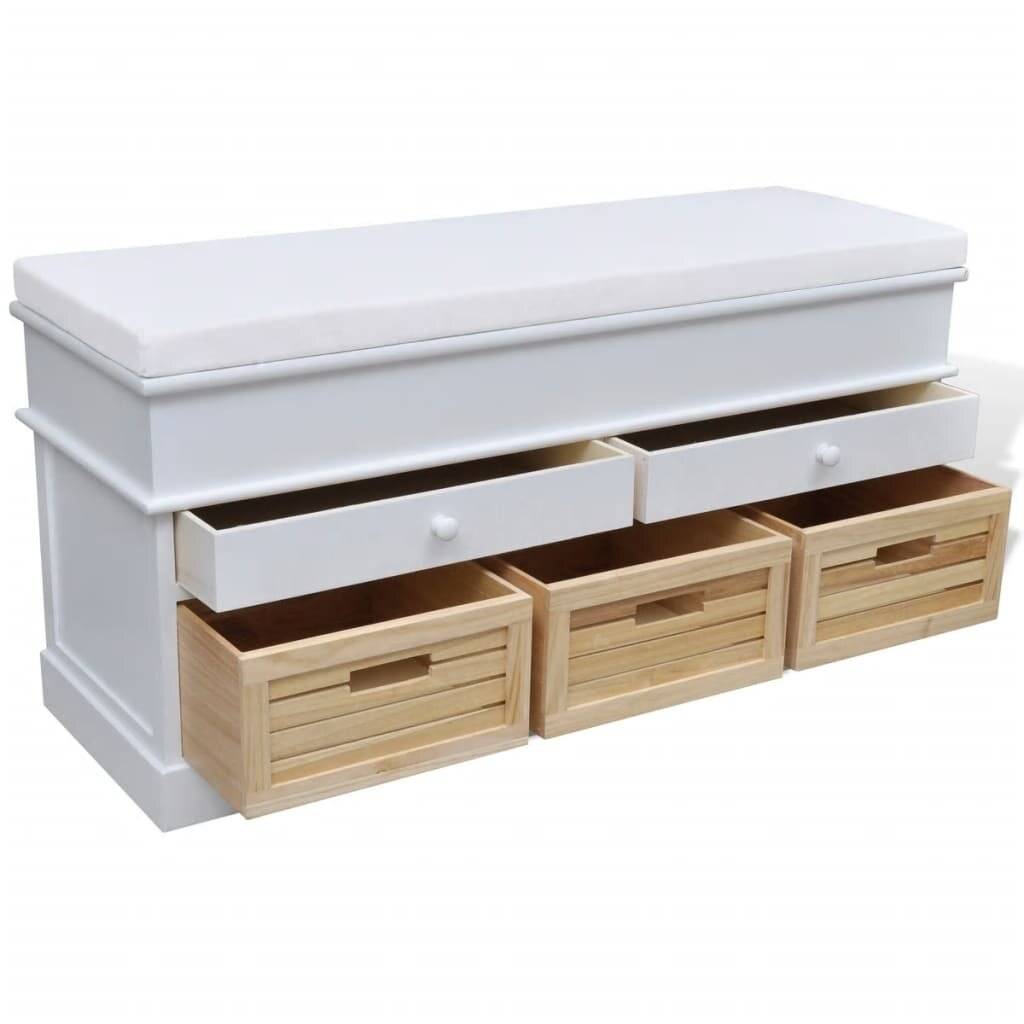Schrank Sitzbank Truhenbank 2 Schubladen + 3 Kisten-2