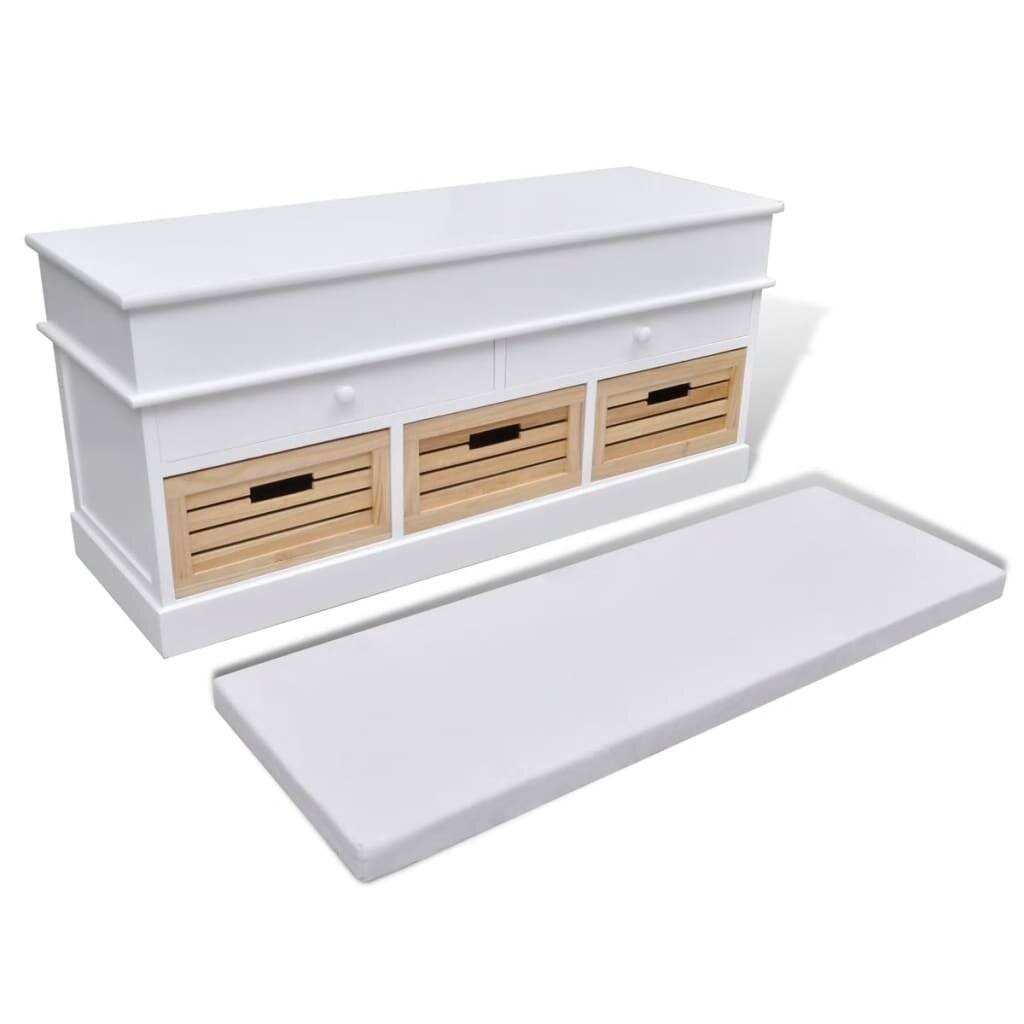 Schrank Sitzbank Truhenbank 2 Schubladen + 3 Kisten-3