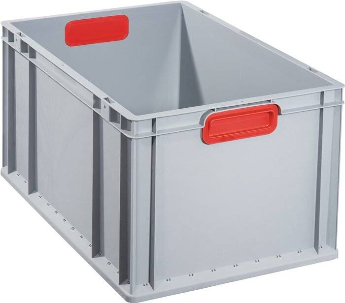 Euronorm-Stapelbehälter,HxLxB 320x600x400mm,62l,PP,grau/rot,Wände geschlossen,Boden geschlossen-5