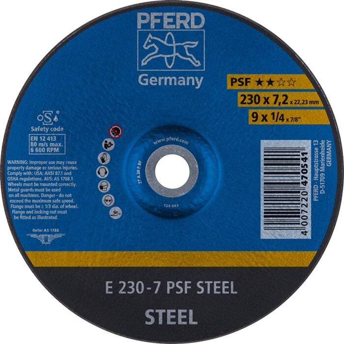 Schruppscheibe PSF STEEL D230xS7,2mm gekr.STA Bohr.22,23mm PFERD-4