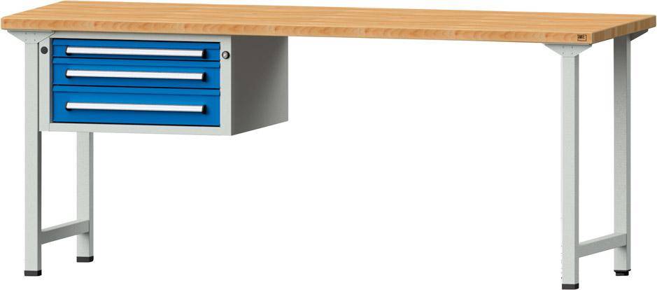 Kombi-Werkbank grau/blau 2000x700x40mm 3Schubladen-0