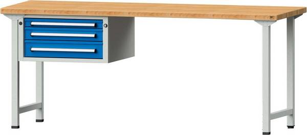 Kombi-Werkbank grau/blau 2000x700x40mm 3Schubladen