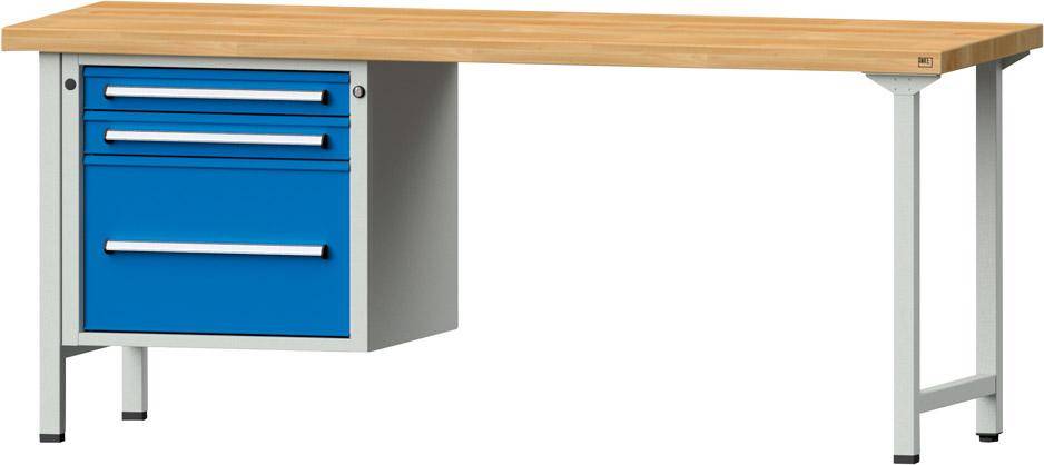Kombi-Werkbank grau/blau 2000x700x50mm 3Schubladen-0