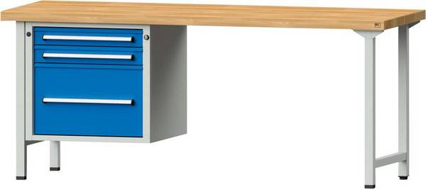 Kombi-Werkbank grau/blau 2000x700x50mm 3Schubladen