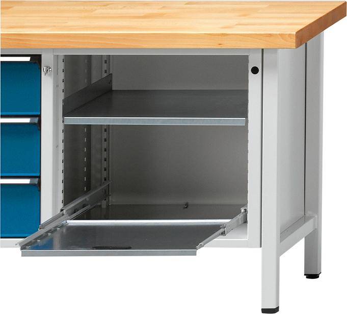 Auszugboden für Gehäusebreite 660mm RAL 7035 Traglast 100 kg 100 % ausziehbar