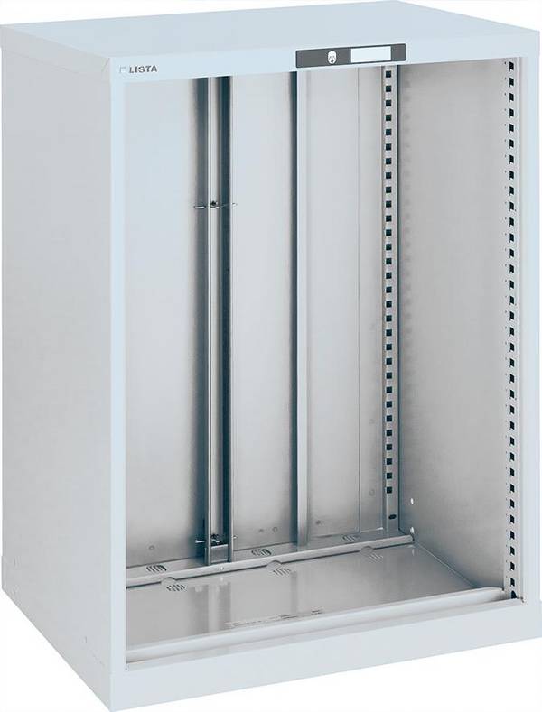 Schubladenschrank-Gehäuse mit Zylinderschloss, BxTxH 564x725x383 mm, RAL 7035