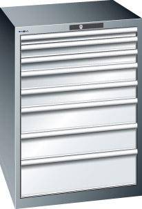 Schubladenschrank 36x36E B717xT725xH1000mm NCS 6502-S/RAL7035 8 Schubladen 75/200kg - Artikel: 7830932785-0