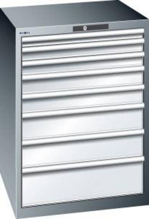 Schubladenschrank 36x36E B717xT725xH1000mm NCS 6502-S/RAL7035 8 Schubladen 75/200kg - Artikel: 7830932785