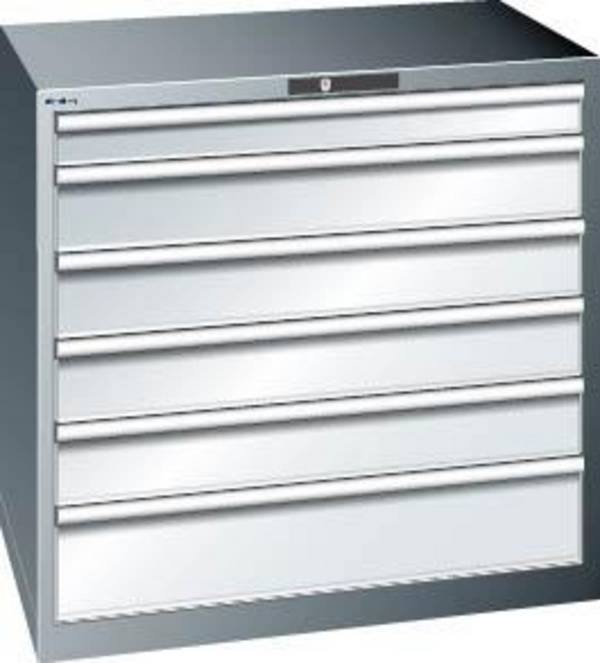 Schubladenschrank 54x36E B1023xT725xH1000mm RAL 7035/5012 6 Schubladen 200kg - Artikel: 7830932843