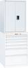 Aufsatzschrank mit Vollblechflügeltüren, BxTxH 1023x725x1000 mm, 1 Verstellboden, RAL 7035, passend zu Schubladenschrank