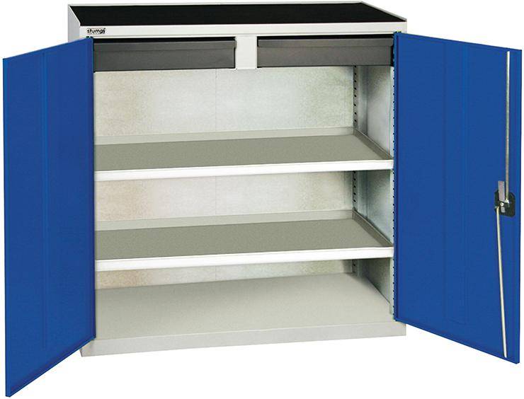 Werkzeugschrank 2 SL 2FB 1000x1000x500mm grau/blau-0