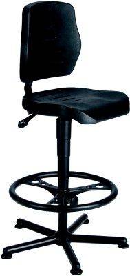 Arbeitsstuhl PU-Schaum schwarz Sitzhöhe 580-830 mm mit Gleiter/Fußring - Artikel: 7830501601-0