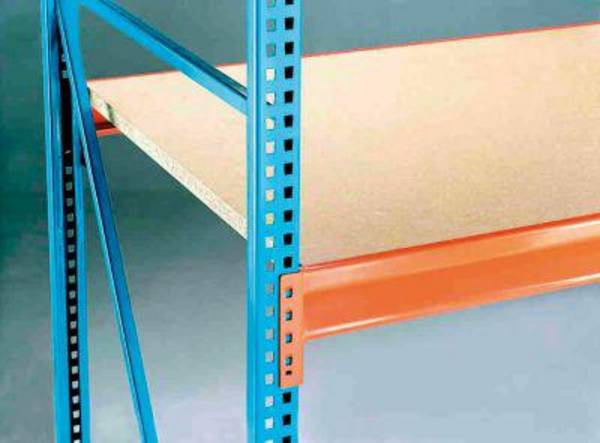 Weitspannregal, Anbaufeld, 5 Ebenen mit Spanplattenboden, Fachlast 950 kg, BxTxH 2140x800x3000 mm, Ständer blau, Holme o