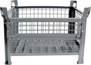 Gitterbehälter RAL7005 B1200xT1000xH600 mm Nutzlast 1t Auflast 4t 1/2 Klappe - Artikel: 7830409968-0
