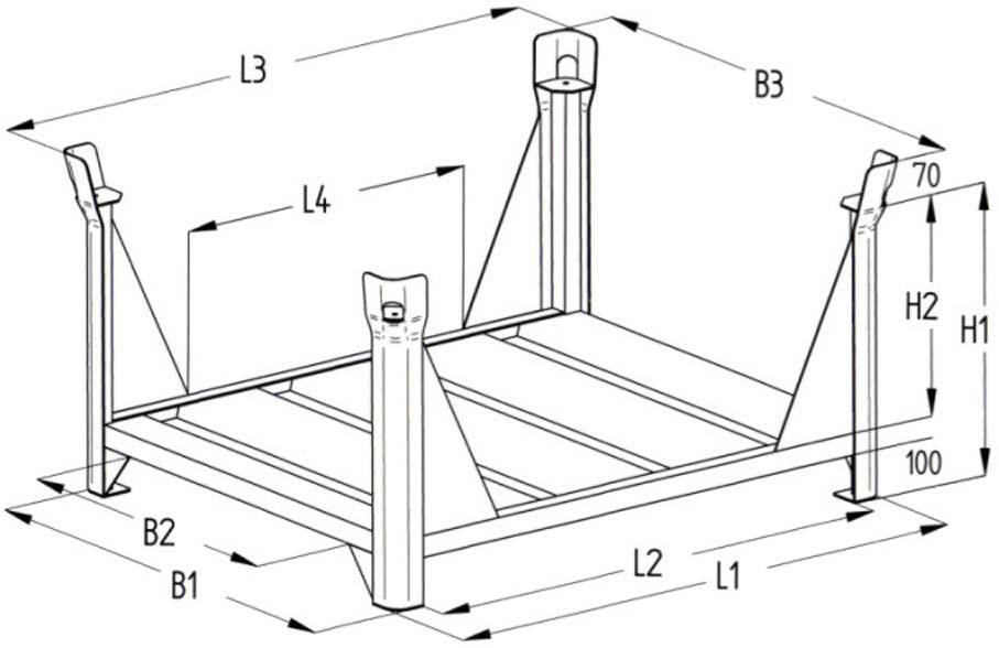 Lagergestell RAL5010 B1200xT800xH600 mm Nutzlast1,5t Auflast4,5t mit Eckpfosten - Artikel: 7830412929-2
