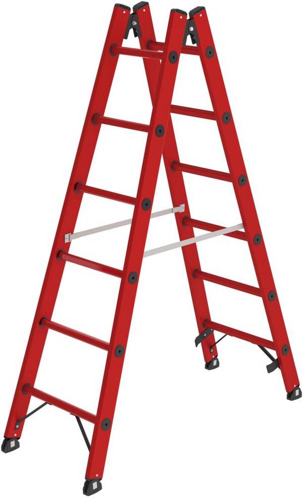 Vollkunststoffleiter komplett aus GFK 2 x 6 Sprossen. MUNK 52392349