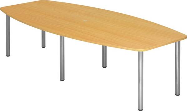 Konferenztisch mit Chromfüßen 280x130/78cm Buche