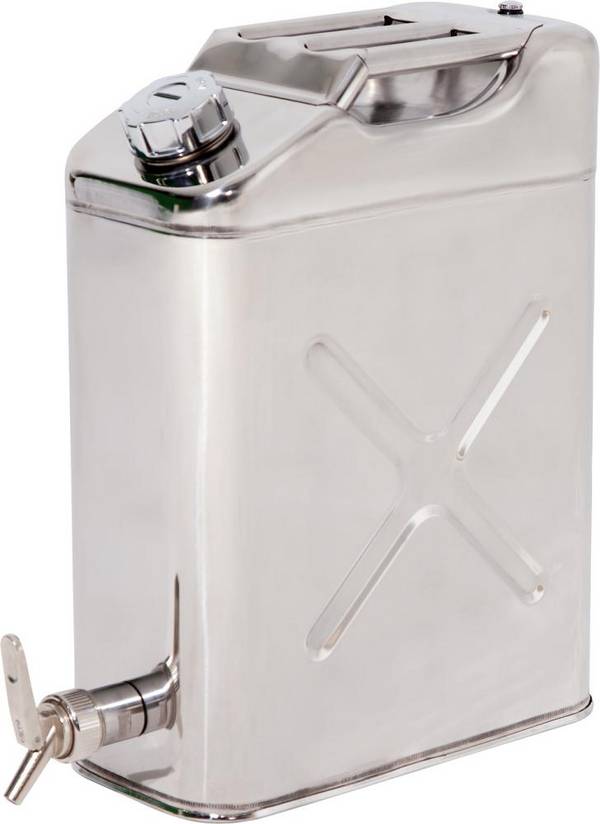 Kanister m. Abfüllhahn Edelstahl,20 Liter