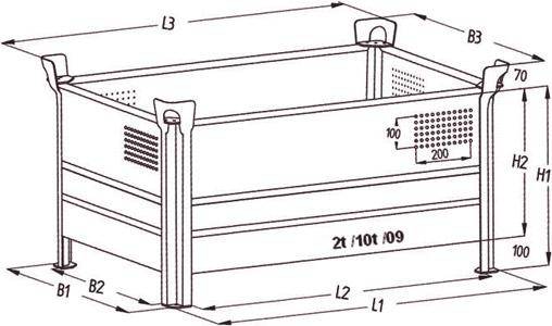 Stapelbehälter 1t,lack. 1200x1000x600mm,halbe Bw.-3