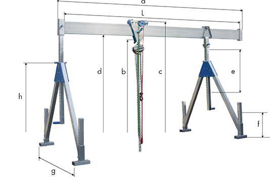 Aluportalkran 1/4-25 Tragf. 1000 kg, klappbar-0
