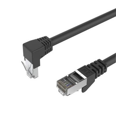 Netzwerkkabel RJ45, LAN Kabel, einseitig gewinkelt 90°, Cat 6, S/FTP, PIMF 0,25m Schwarz-0