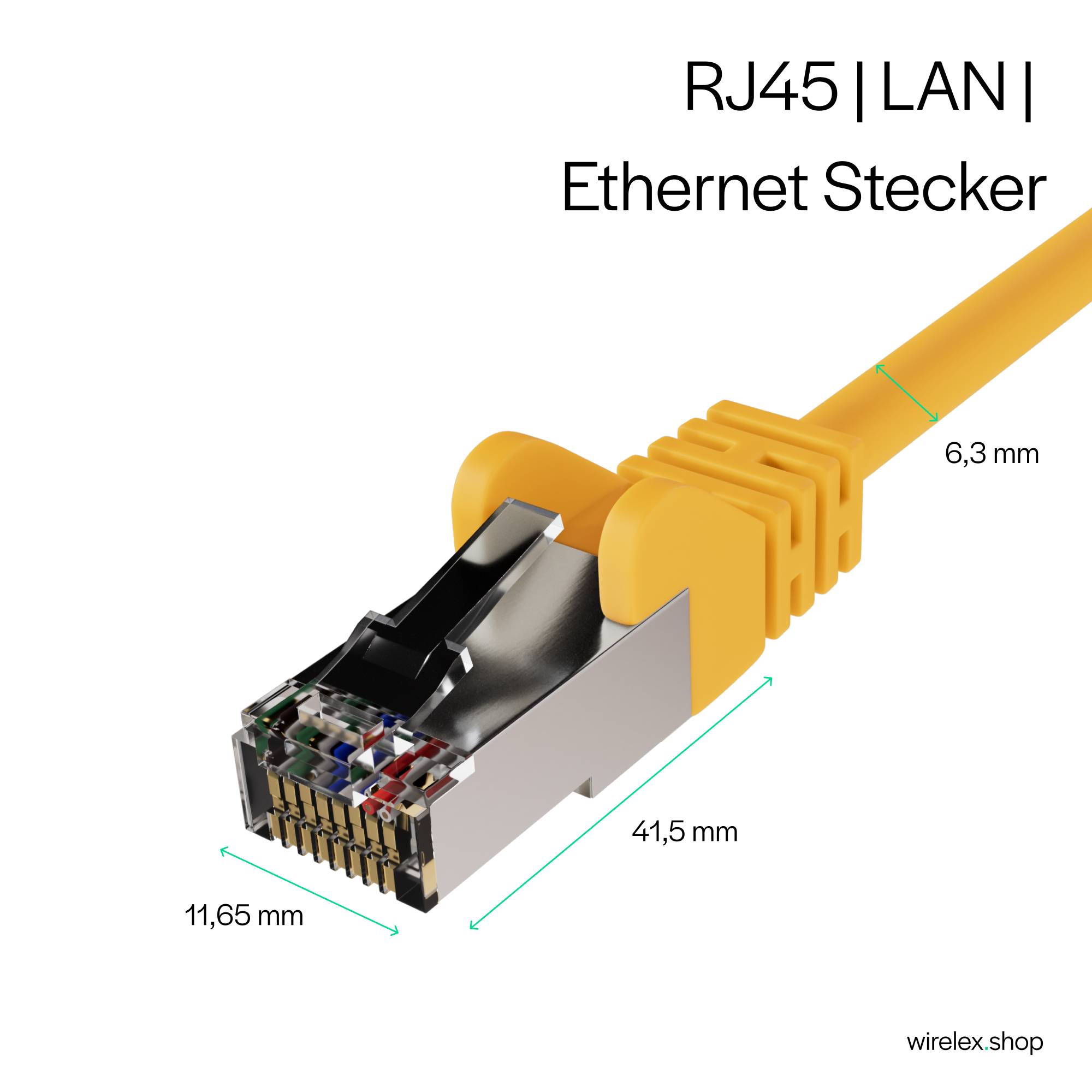 Netzwerkkabel RJ45, LAN Kabel, einseitig gewinkelt 90°, Cat 6, S/FTP, PIMF 1,00m Gelb-1