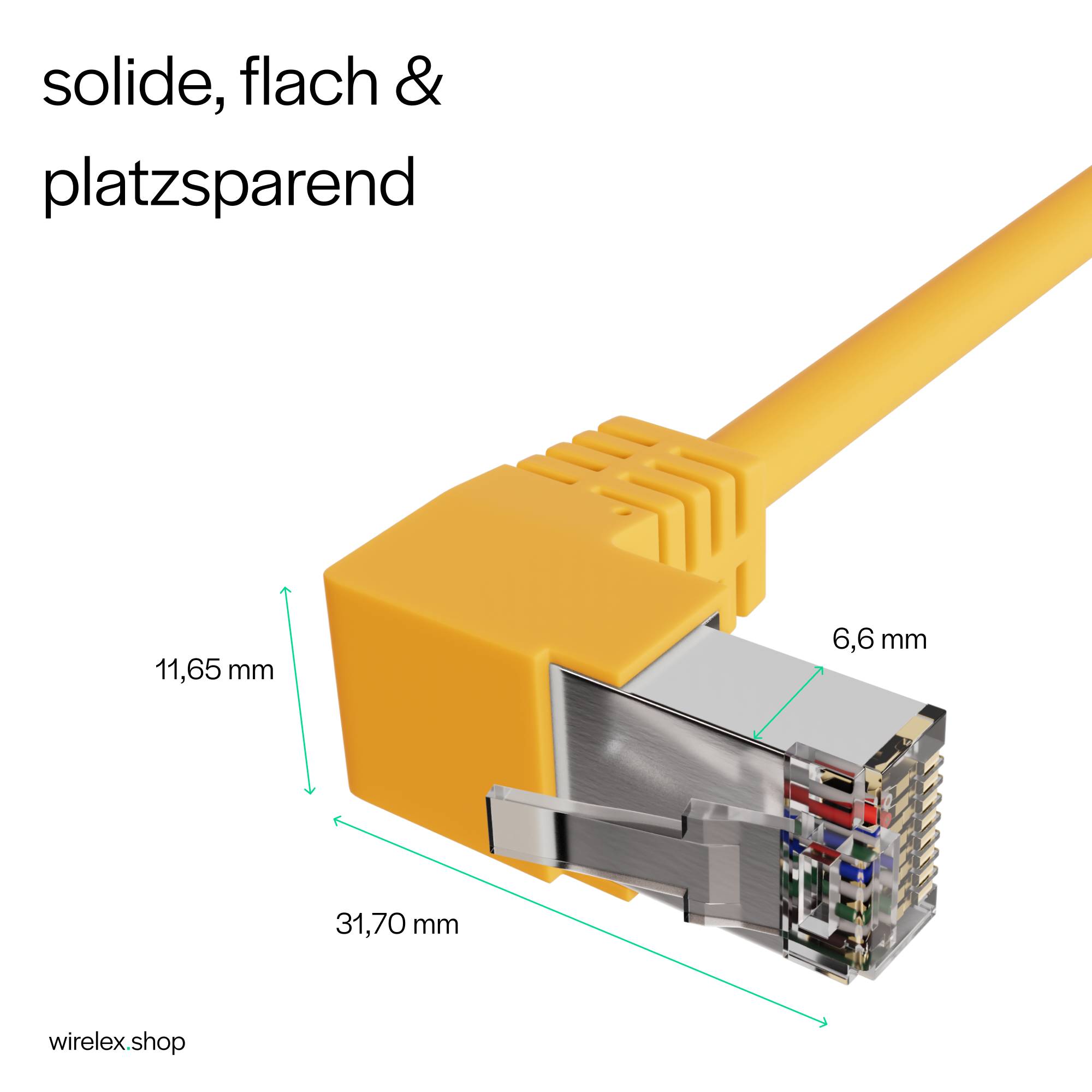 Netzwerkkabel RJ45, LAN Kabel, einseitig gewinkelt 90°, Cat 6, S/FTP, PIMF 1,00m Gelb-2