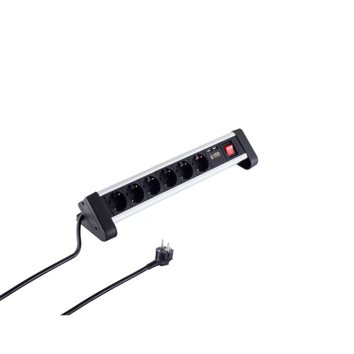 Tischsteckdosenleiste 6-fach Schutzkontaktsteckdosen USB Ladefunktion Ladestation Kindersicherung 1,5m-0