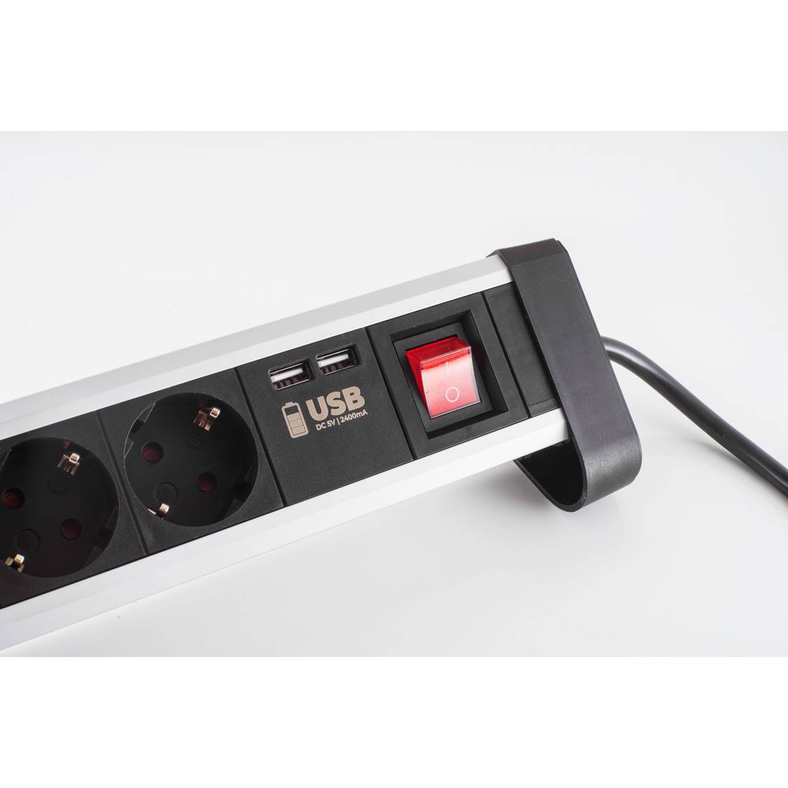 Tischsteckdosenleiste 6-fach Schutzkontaktsteckdosen USB Ladefunktion Ladestation Kindersicherung 1,5m-1