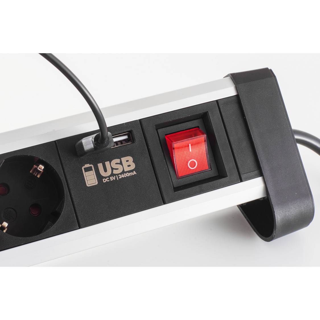 Tischsteckdosenleiste 6-fach Schutzkontaktsteckdosen USB Ladefunktion Ladestation Kindersicherung 1,5m-2