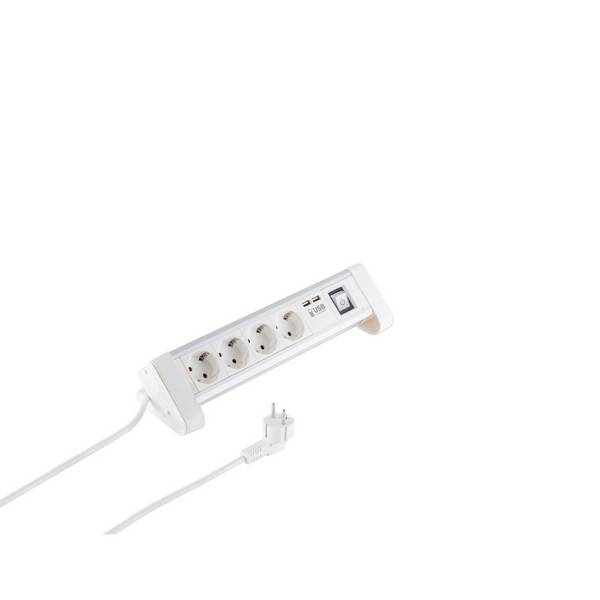 Tischsteckdosenleiste 4-fach Steckdose USB-Ladefunktion Kindersicherung 2x USB 1,5m