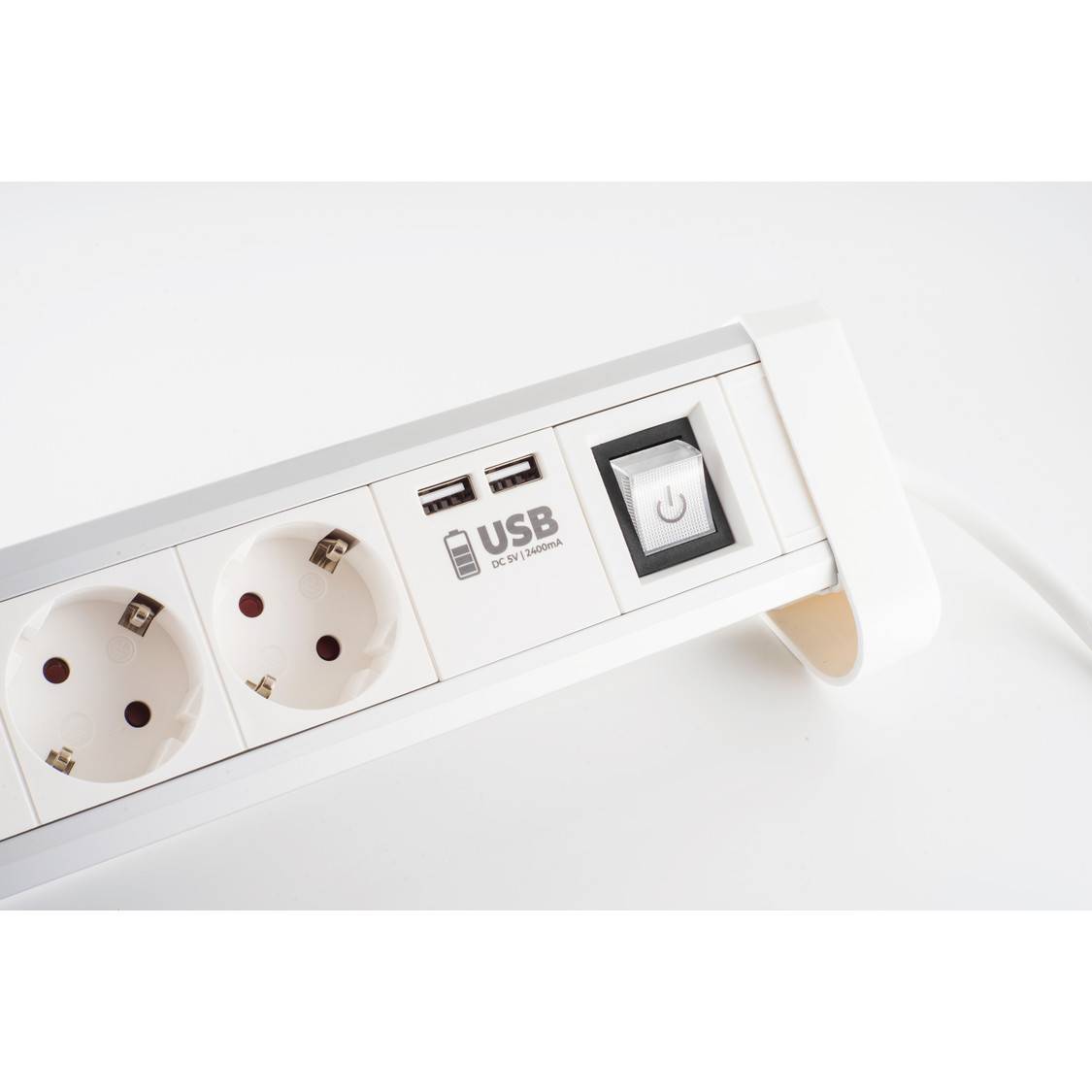 Tischsteckdosenleiste 4-fach Steckdose USB-Ladefunktion Kindersicherung 2x USB 1,5m-1