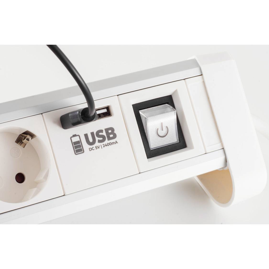 Tischsteckdosenleiste 4-fach Steckdose USB-Ladefunktion Kindersicherung 2x USB 1,5m-2