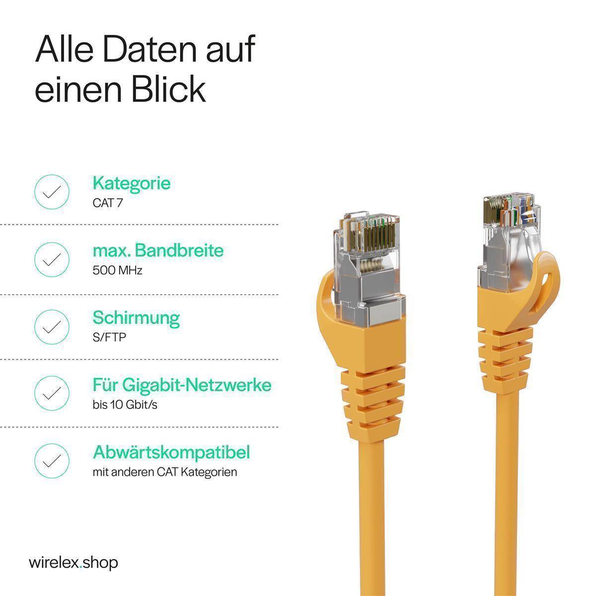 Netzwerkkabel RJ45 LAN Kabel, Ethernet Kabel, S/FTP, PIMF, Rohkabel Cat 7 Halogenfrei Orange 50,00m-3