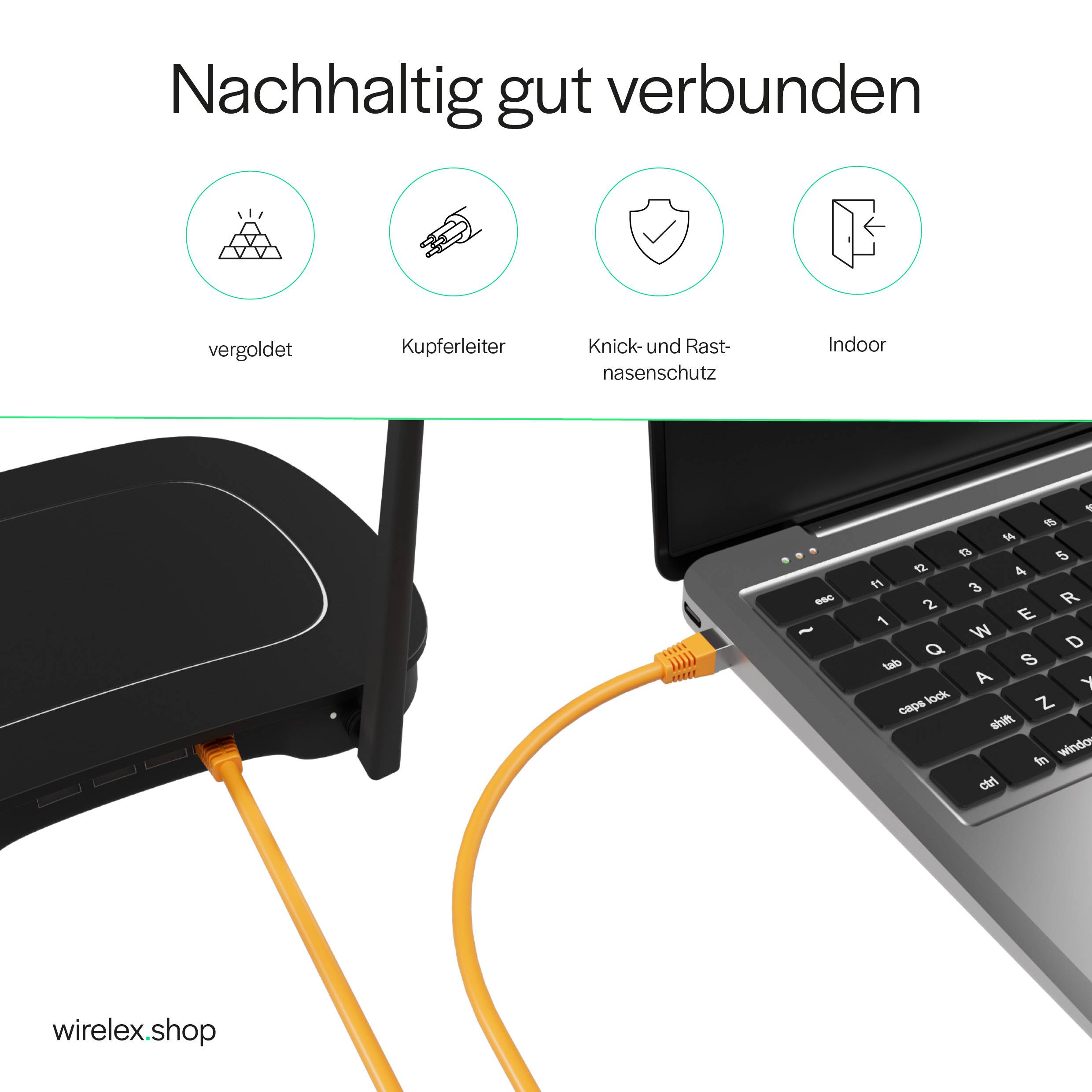 Netzwerkkabel RJ45 LAN Kabel, Ethernet Kabel, S/FTP, PIMF, Rohkabel Cat 7 Halogenfrei Orange 50,00m-4