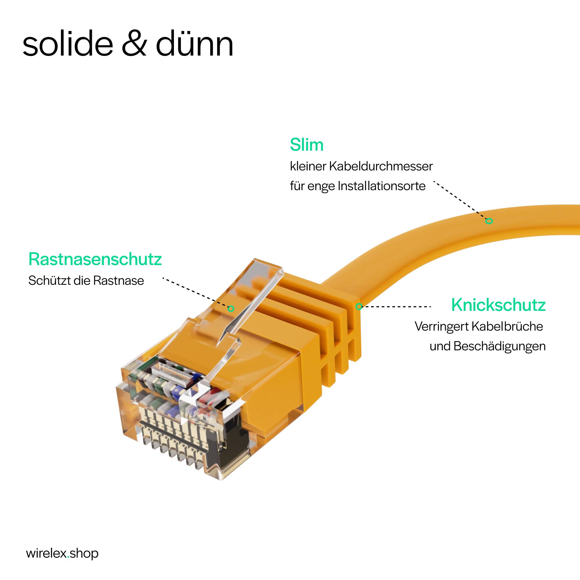 Patchkabel-Flachkabel U/UTP cat. 6 slim gelb 2m-4