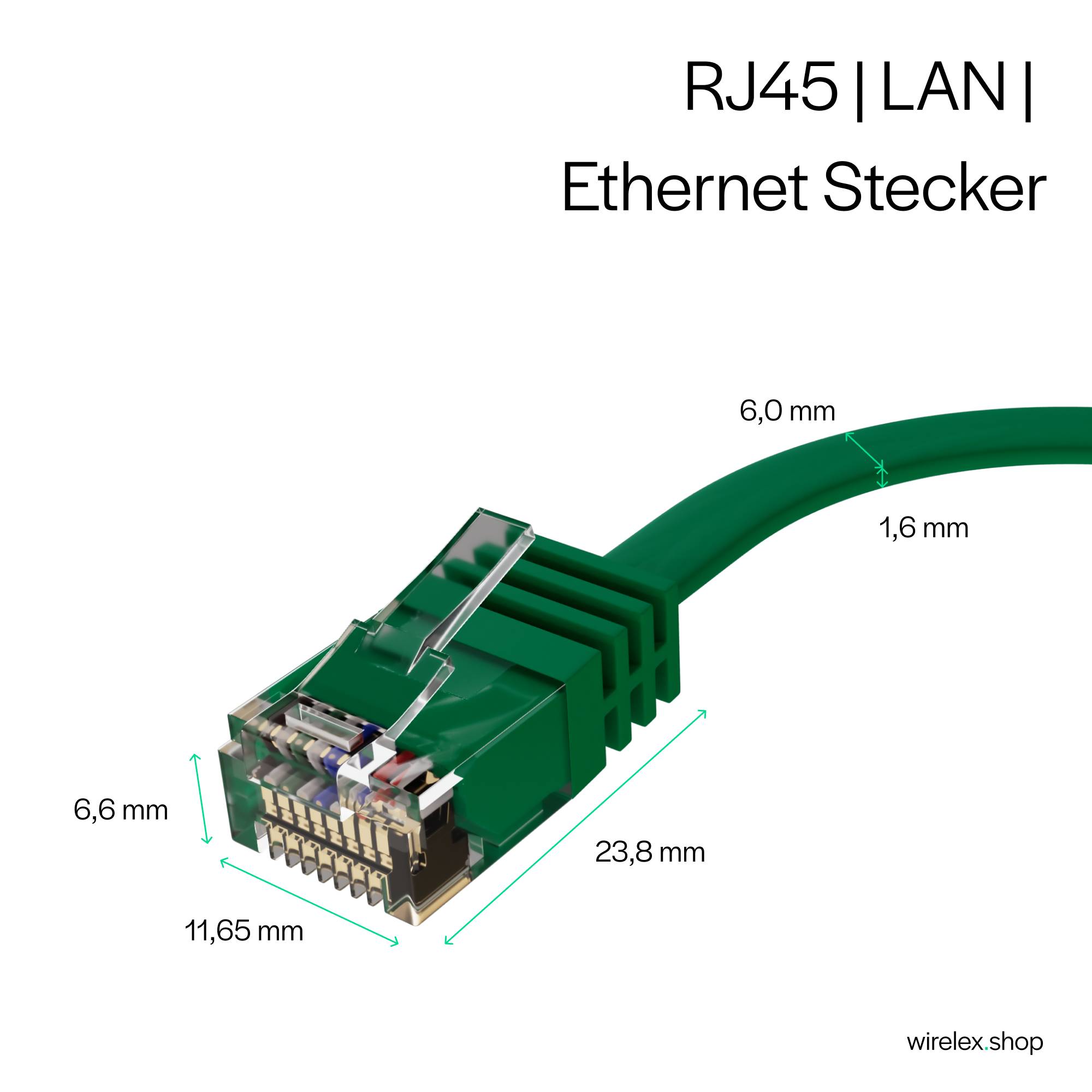Patchkabel-Flachkabel U/UTP cat. 6 slim grün 2m-1