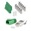 Netzwerk Modular Stecker RJ45 10x-SET für Verlegekabel bis AWG 23, Stecker mit Zugentlastung, Einführhilfe Grün