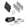 Netzwerk Modular Stecker RJ45 10x-SET für Verlegekabel bis AWG 23, Stecker mit Zugentlastung, Einführhilfe Schwarz