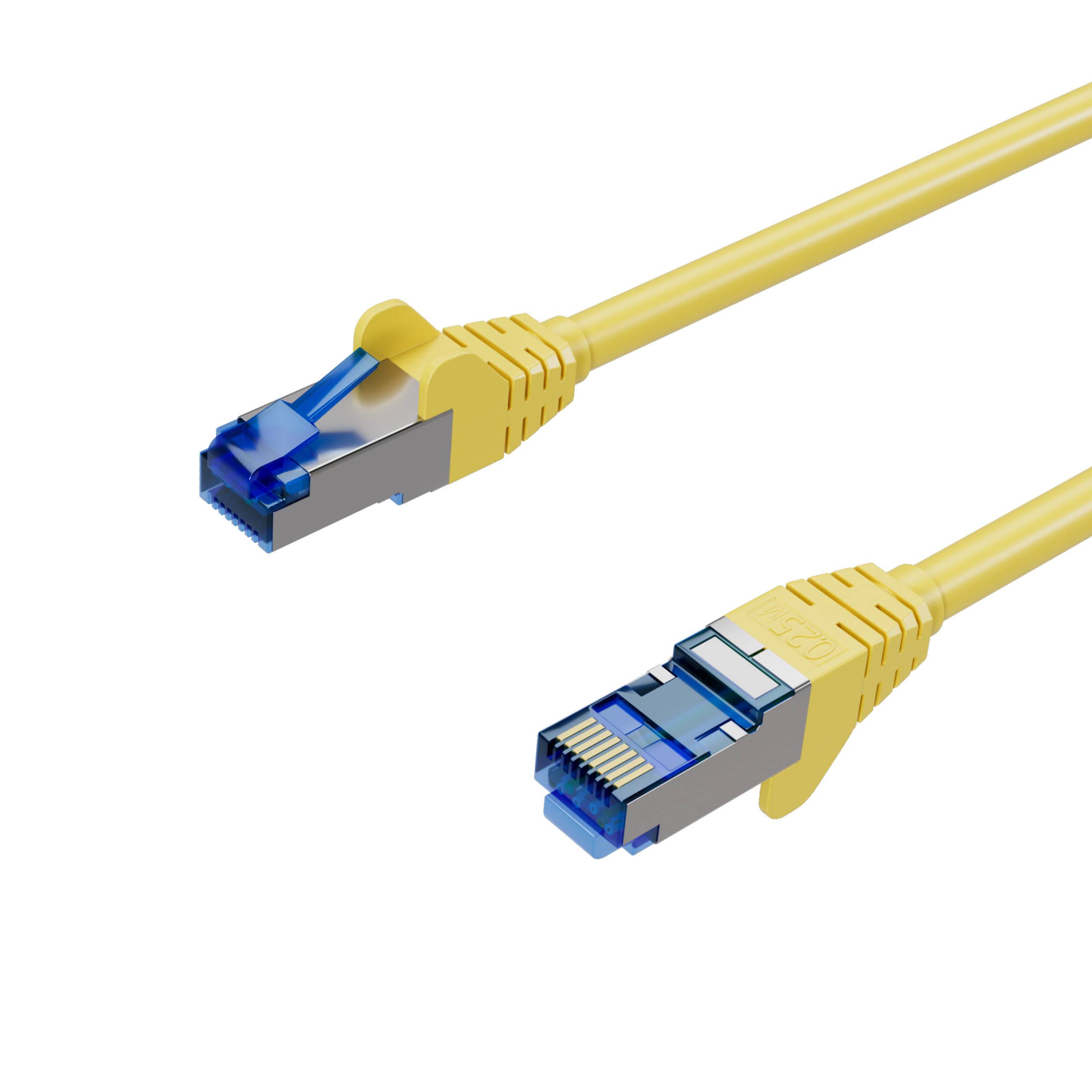 Netzwerkkabel, RJ45 LAN Kabel, Ethernet Cat 6A, S/FTP, PIMF, vergoldete Kontakte Gelb 7,50m-0